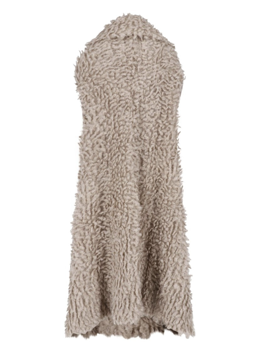 Pampa The Brand Beige Fringed Alpaca Wool Cape