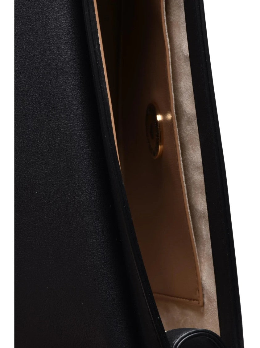 Love Moschino Black Polyurethane Gold-Detail Handbag