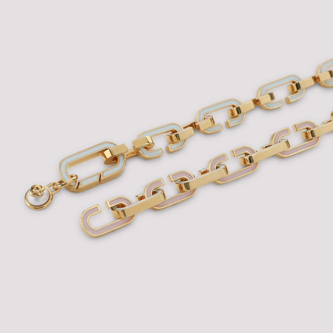 Casablanca Interlocking Rectangular Link Brass Necklace With Polished Finish