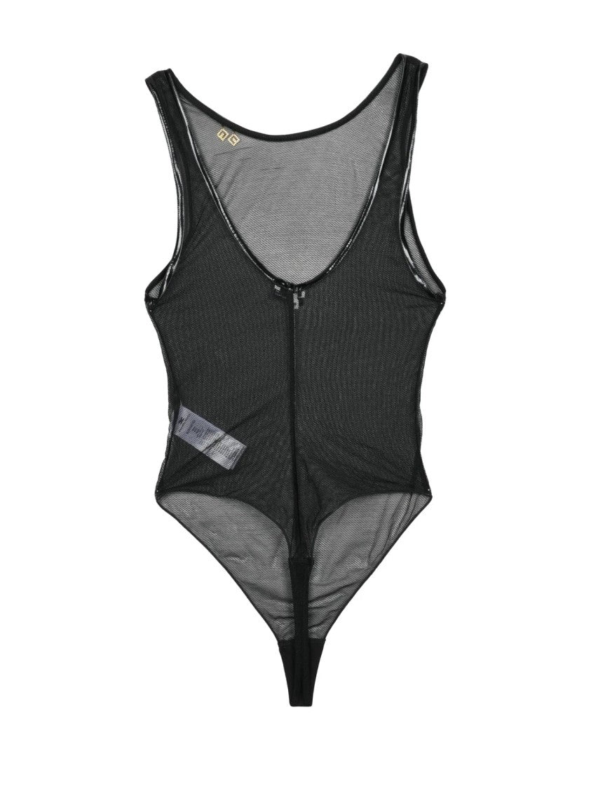 Elisabetta Franchi Black Sheer Close-Fitting Polyamide-Blend Bodysuit