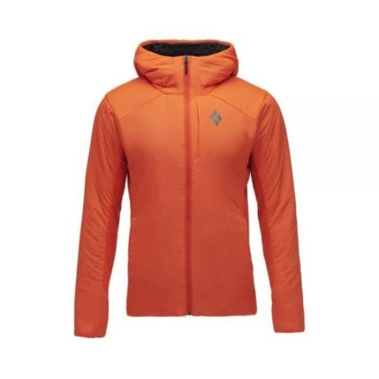 Black Diamond Fitted Orange Jacket With Front Zipper And Hood