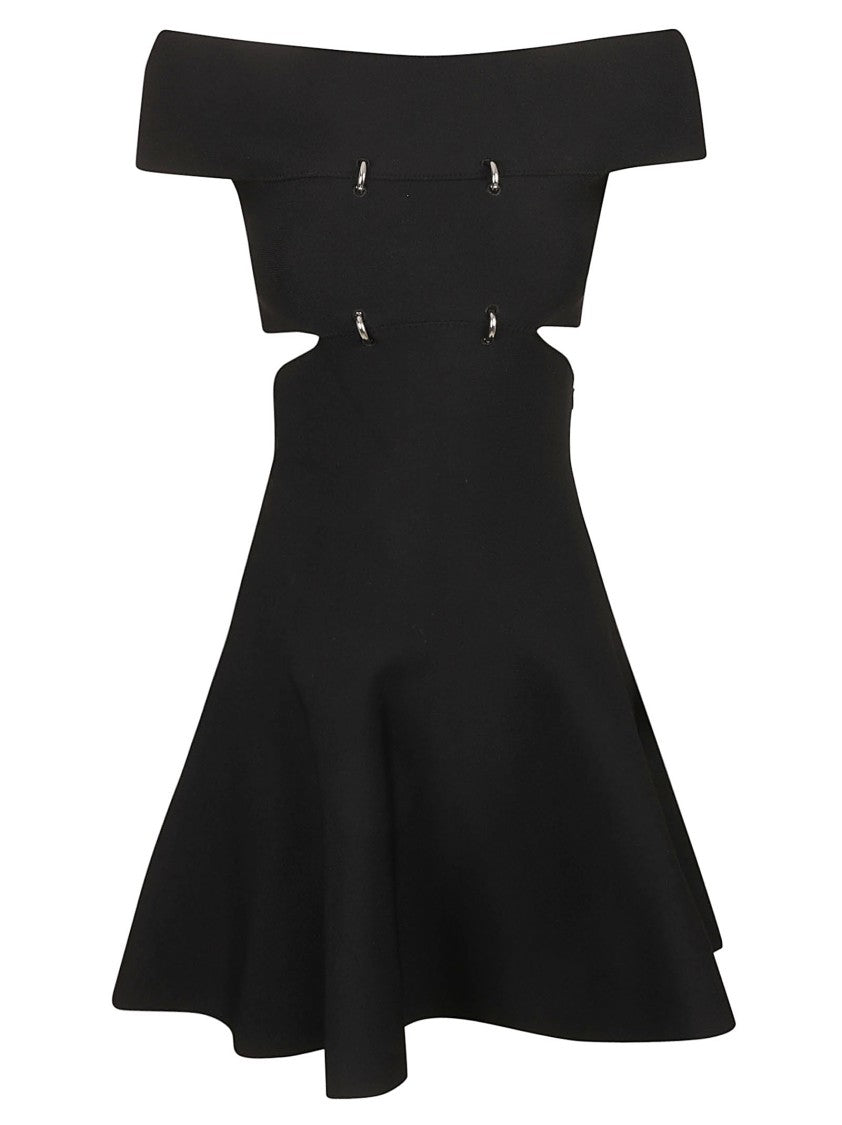 Alexander Mcqueen Fitted Bodice Black Dress With Flowing Skirt