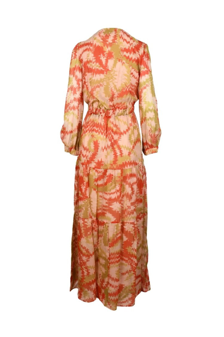 Dondup Long Dress Orange/Pink Viscose