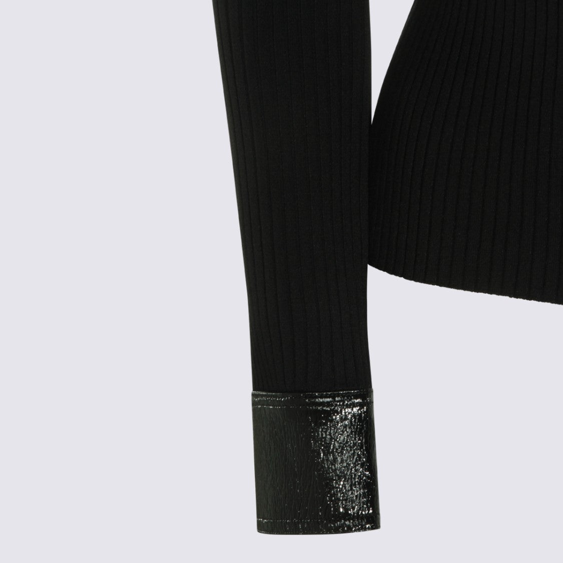 Courrèges Fitted Sweater With Ribbed Texture And Patent Trim