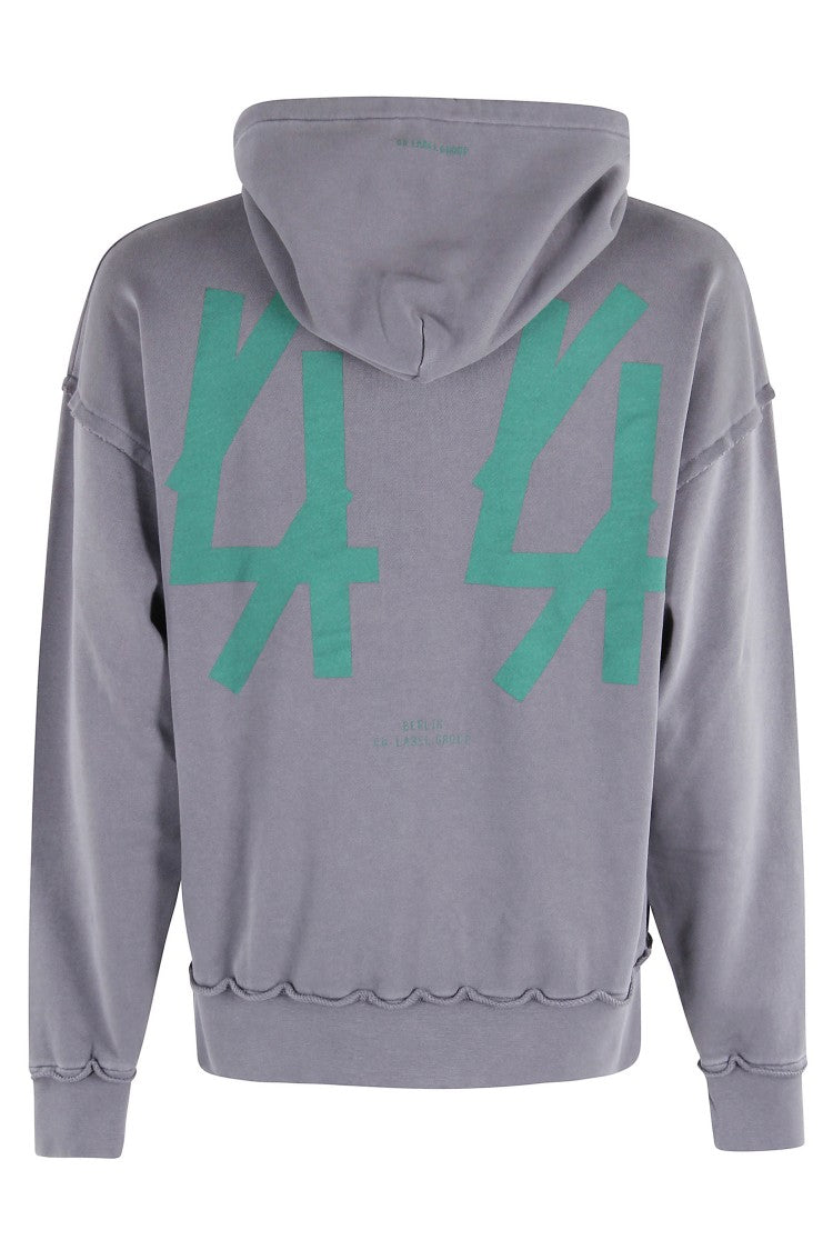 44 Label Group Faded Grey Hoodie With Central Logo Print