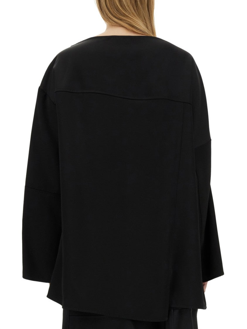 Jil Sander Asymmetrical Black Top With Unique Silhouette