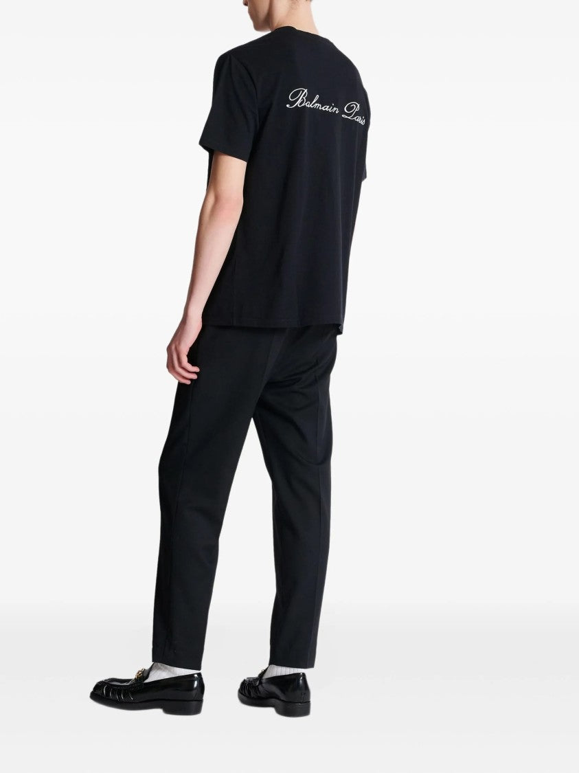 Balmain Black Loose Ss Script Logo T-Shirt