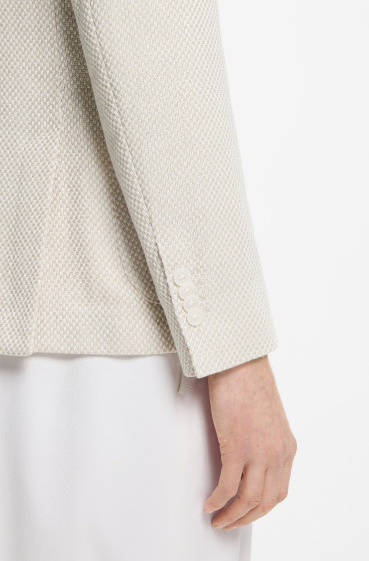 Boss Patterned Cotton Blend 2 Button Jacket