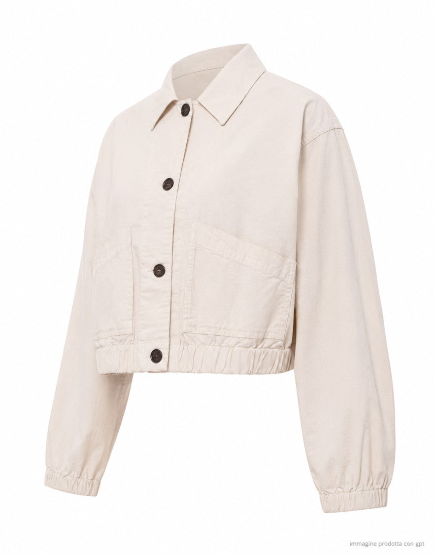 Eat Dust 673 Wheat Cropped Overshirt Cotton Shirt