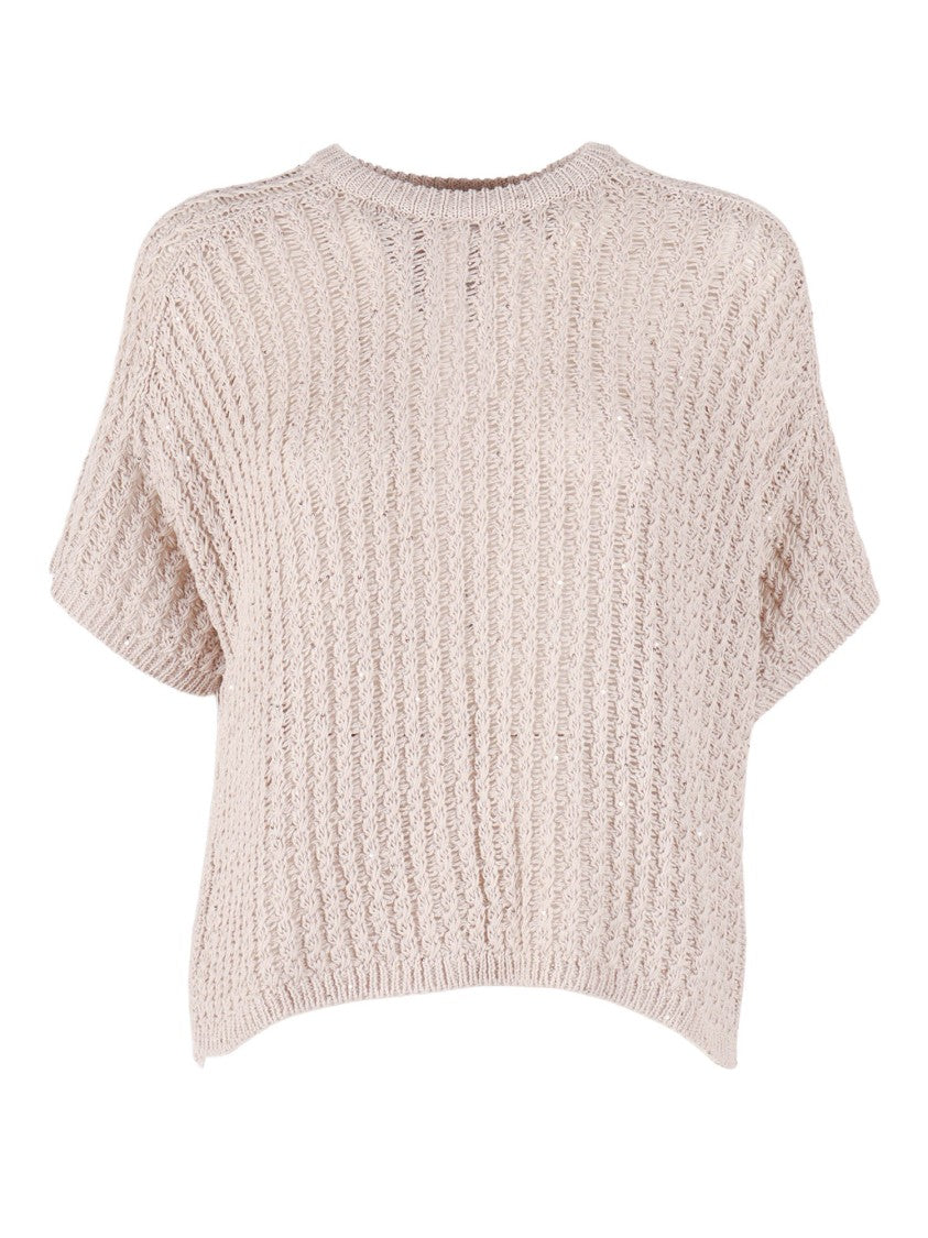 Antonelli Firenze Glicine Cropped Ribbed Round Knit Top