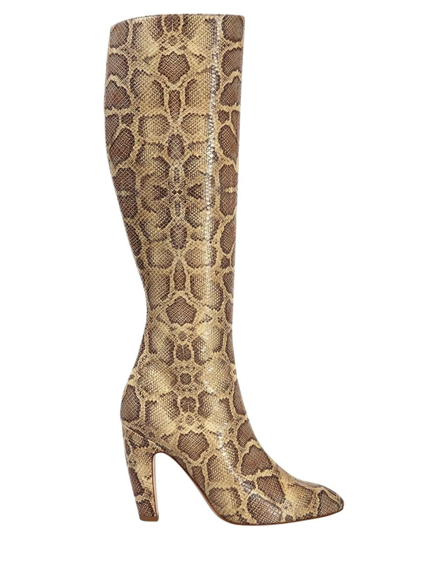 Gia Borghini Textured Snakeskin Pattern Tall Boots With Pointed Toe