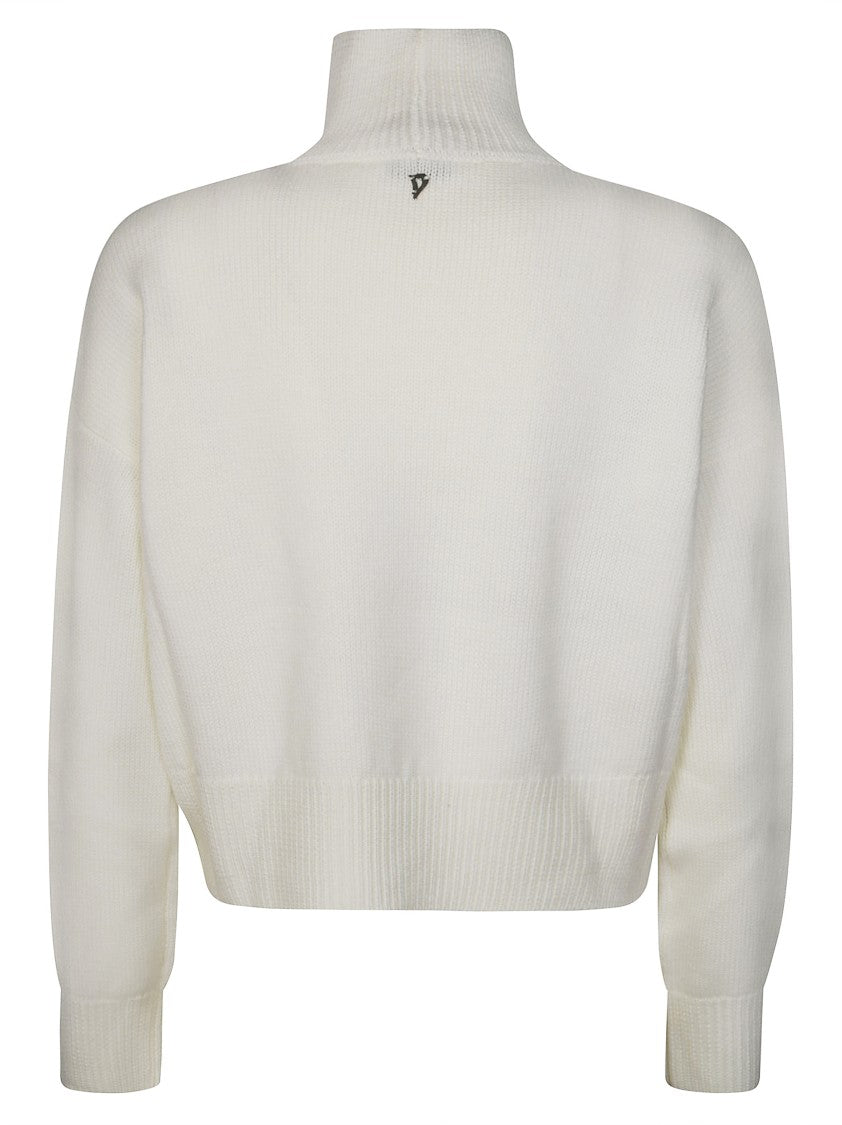 Dondup Cropped Knit Sweater With High Turtleneck