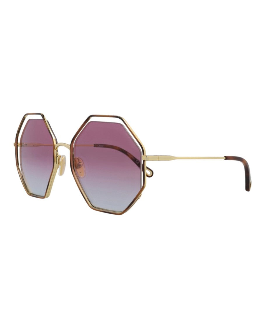 Chloé Square-Frame Metal Sunglasses