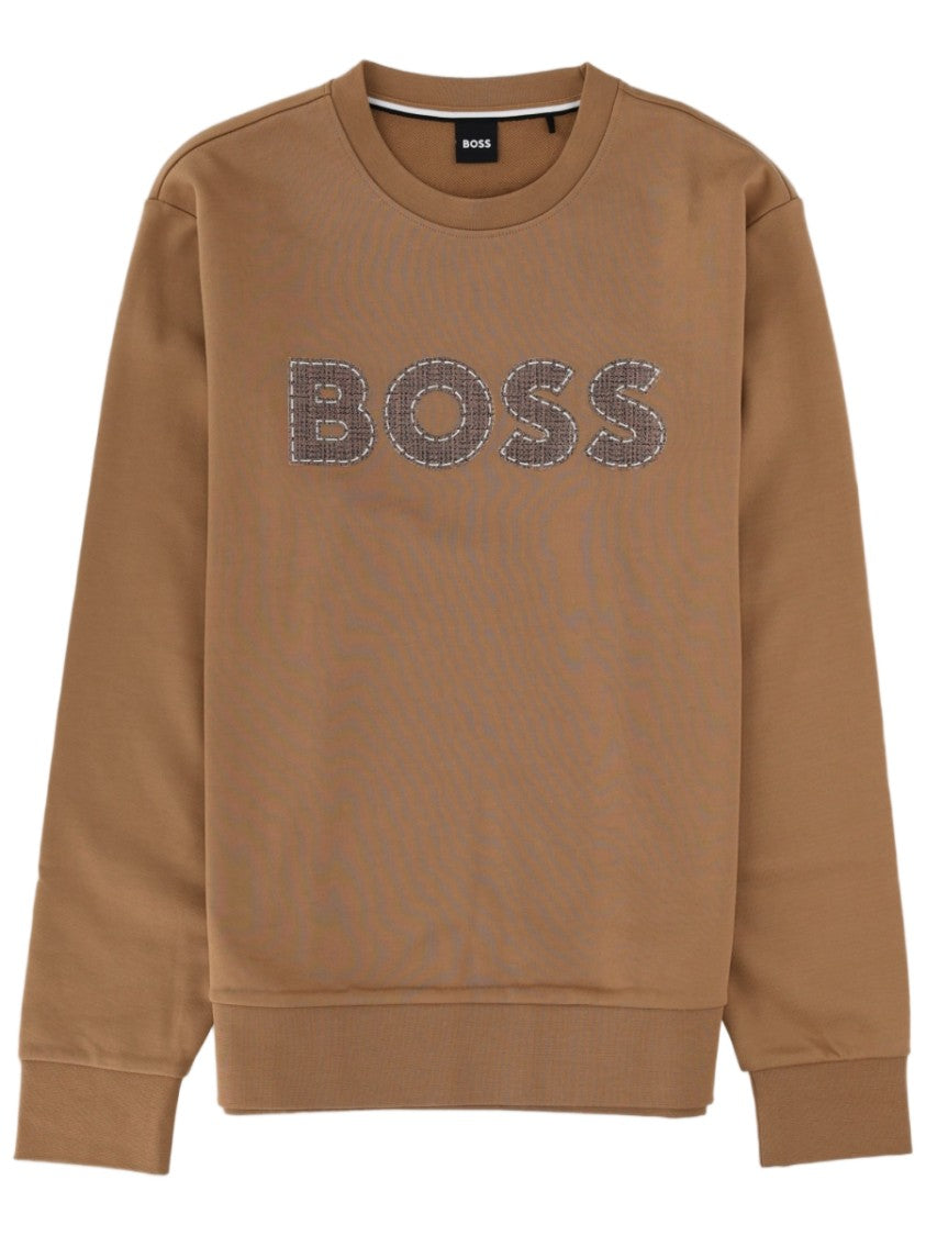 Boss Textured Logo Cotton Sweatshirt
