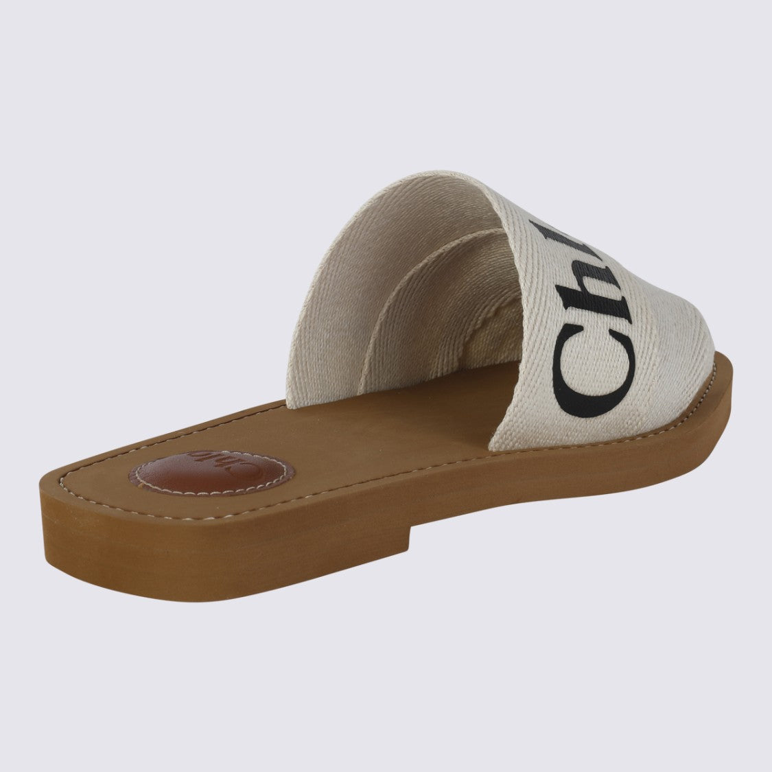 Chloé White Canvas Woody Flats
