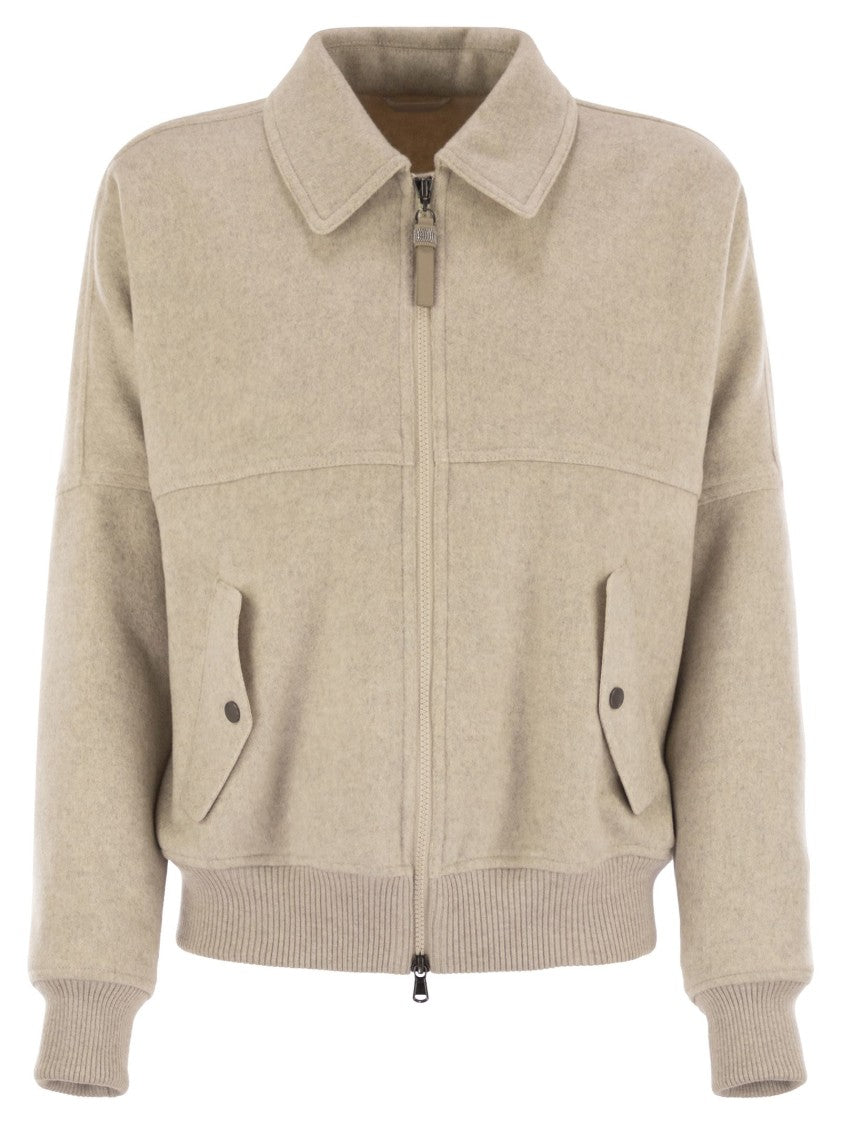 Brunello Cucinelli Double Cashmere And Wool Cloth Bomber Jacket