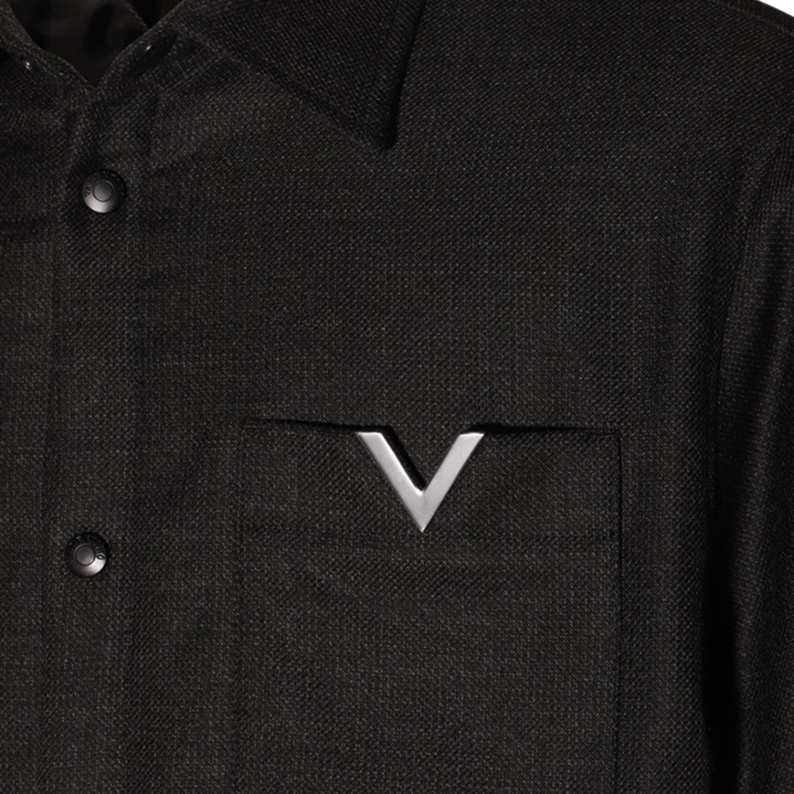 Valentino Textured Grey Wool Casual Jacket With Distinctive Logo