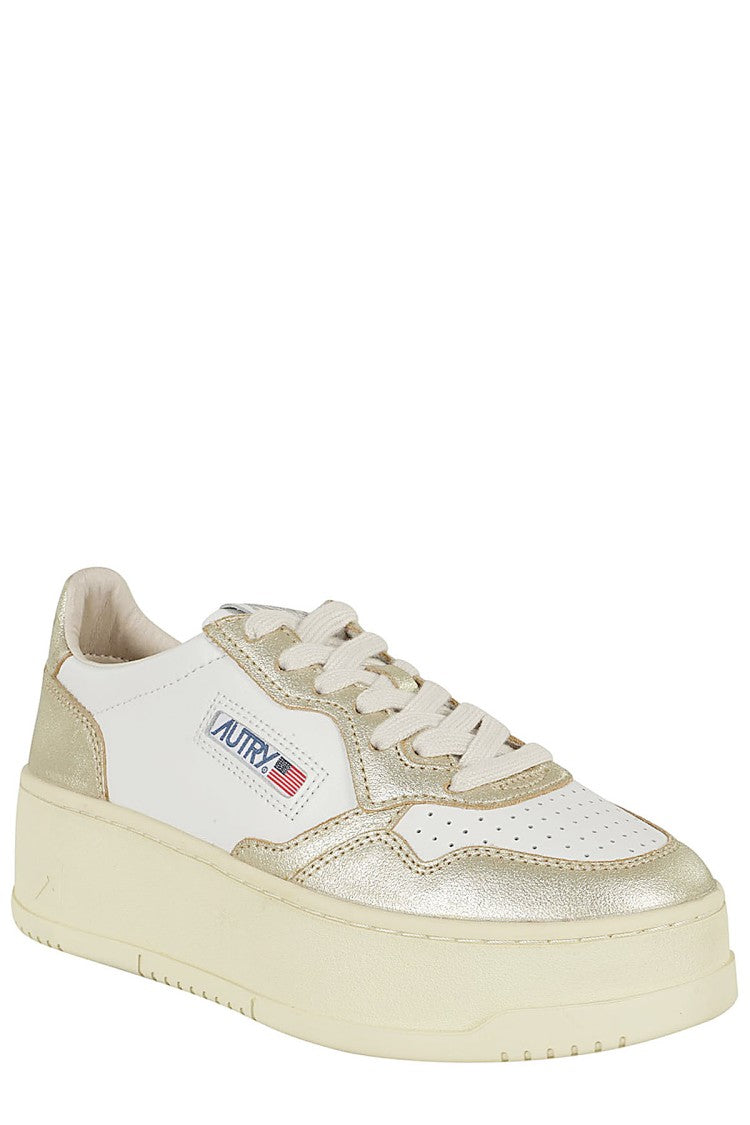Autry White And Gold Platform Sneakers