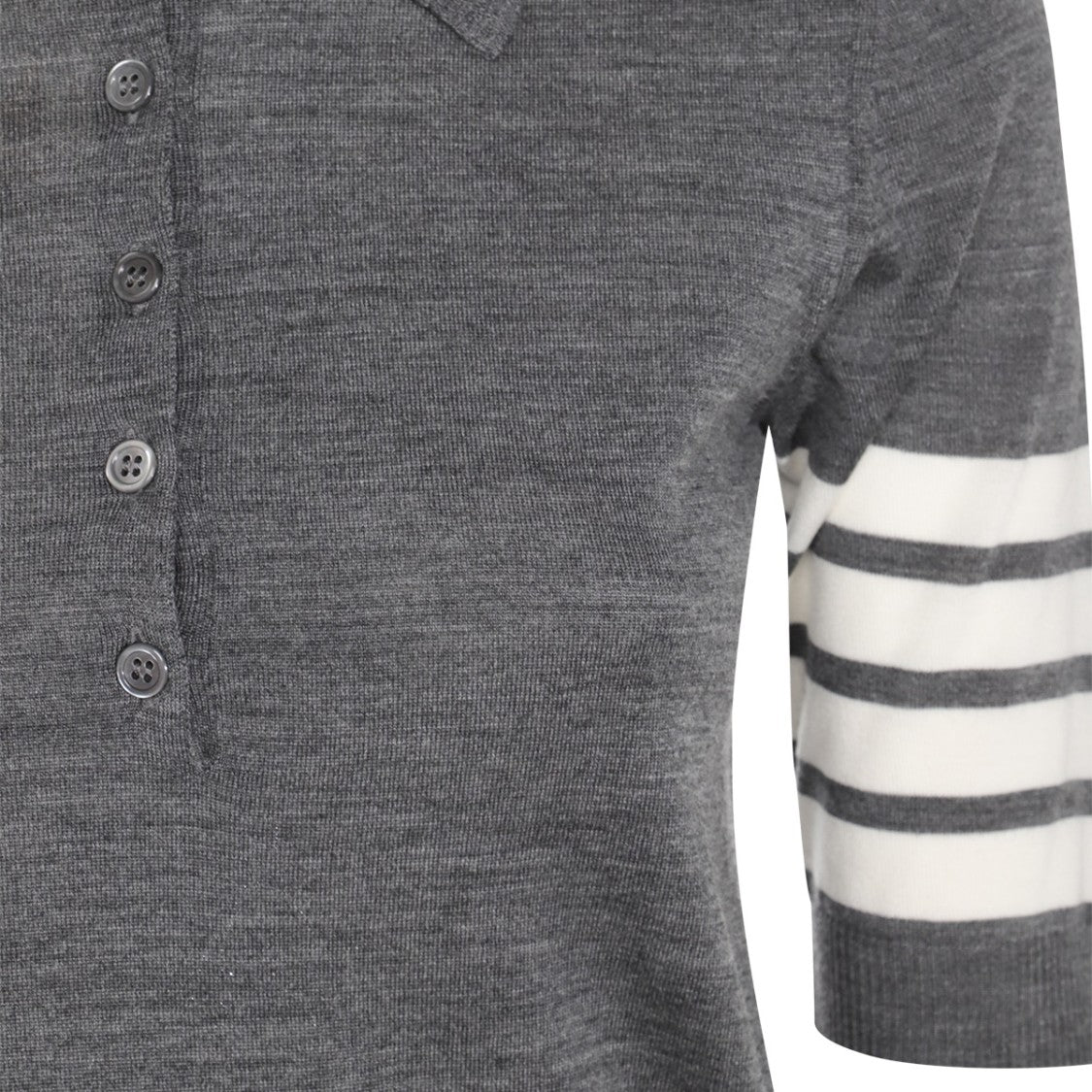 Thom Browne Grey Knitwear With Polo Collar And Signature T-Bars