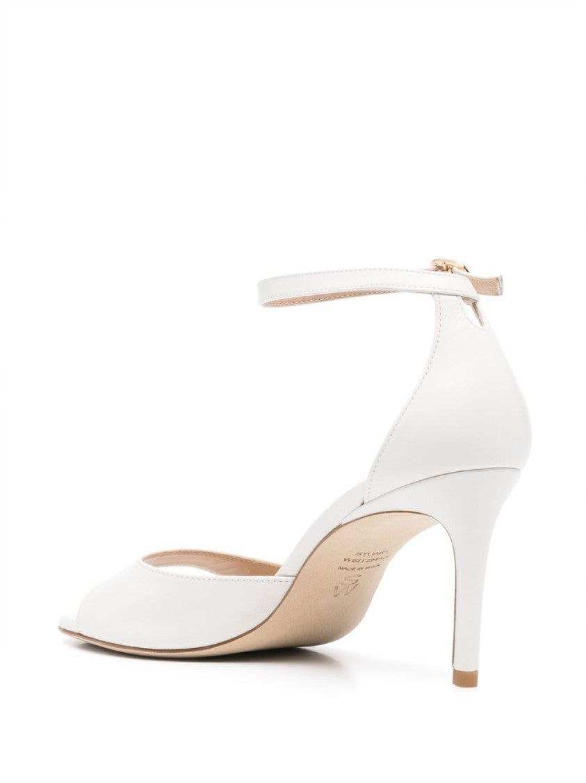 Stuart Weitzman Open-Toe Beige Sandals With Delicate Ankle Strap