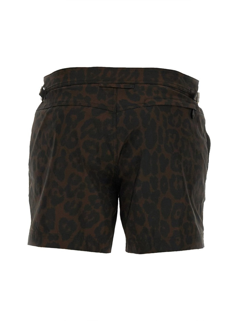 Tom Ford Leopard Print Tailored Swimsuit With Buckle Detail