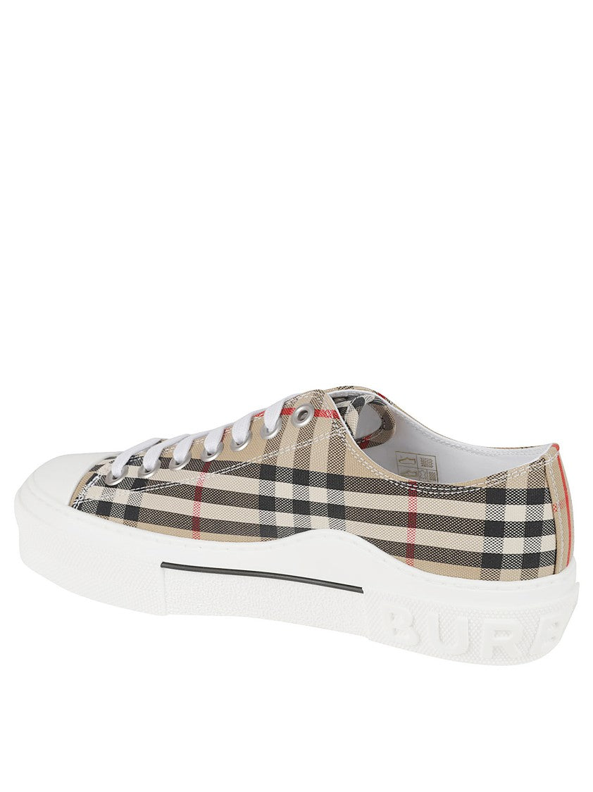 Burberry Beige Burberry Check Cotton Low-Top Sneakers