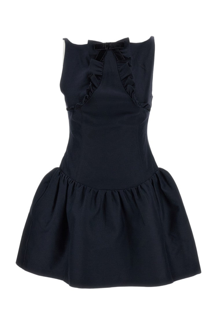 Shushu/Tong Gathered Detail Wool-Blend Mini Dress With Ruffled Trim