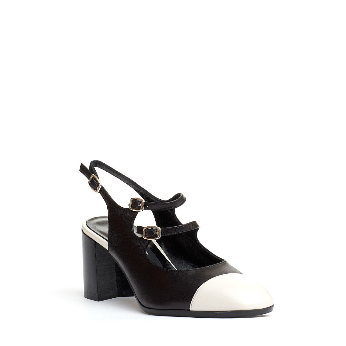 Carel Paris Slingback Straps Black And Cream Heel 80 Mm