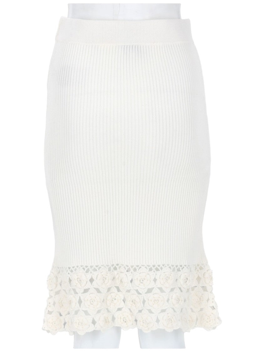 Ganni Ribbed Cotton Blend Crochet Mini Skirt