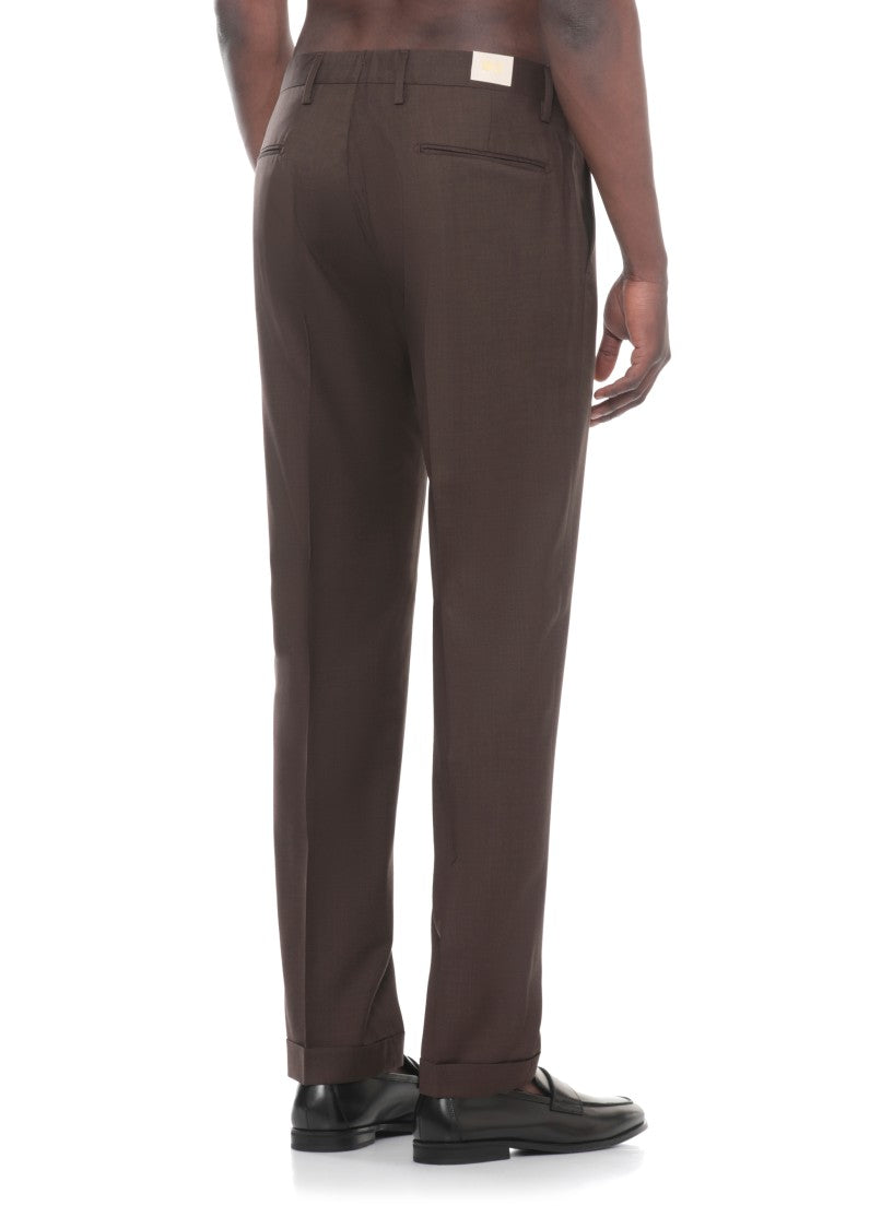Briglia 1949 Brown Virgin Wool Straight-Leg Pants