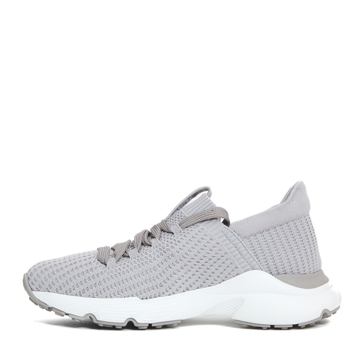 Tod's Stretch Fabric Grey Running Sneakers With Rubber Sole