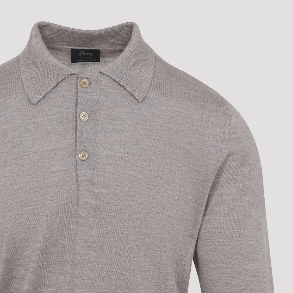 Brioni Beige Cashmere Long Sleeves Polo