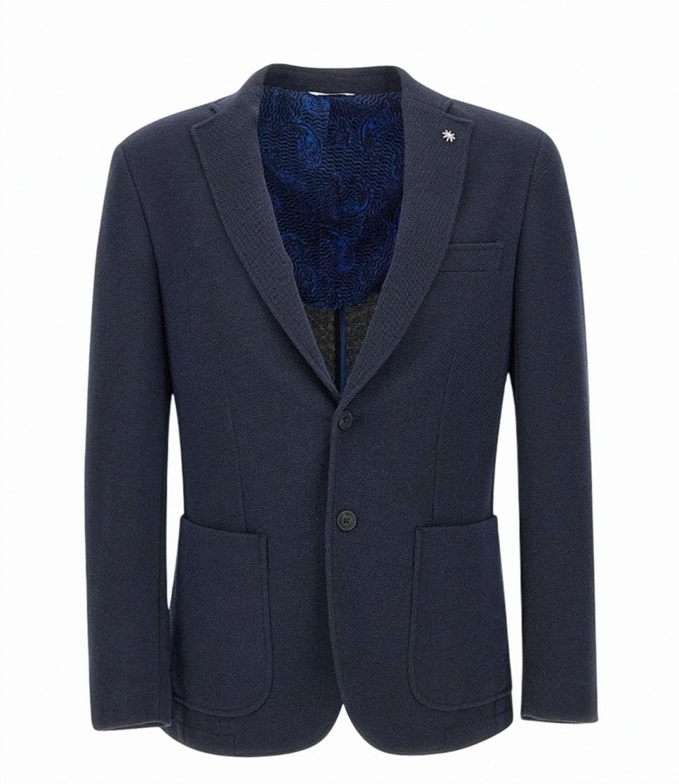 Manuel Ritz Blue Textured Weave Blazer