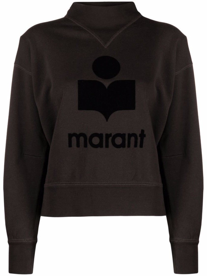 Isabel Marant Étoile Relaxed Fit Crop Sweatshirt With Textured Logo Graphic