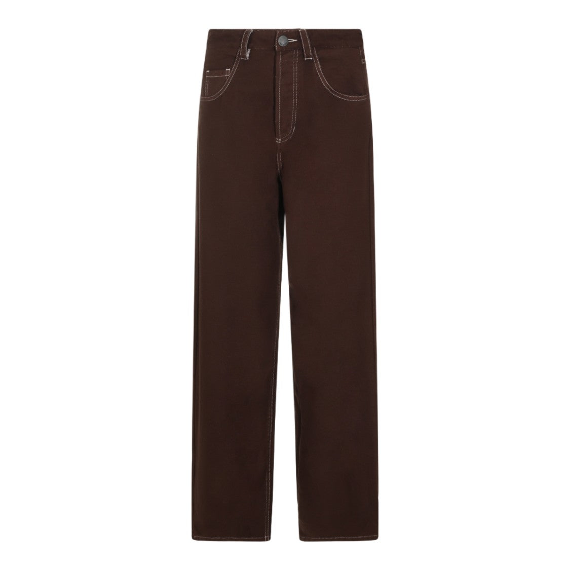 Uma Wang Brown Wool-Blend Belted Straight-Leg Pants