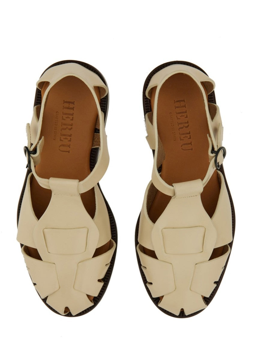 Hereu Peach Calfskin Closed Toe Sandals