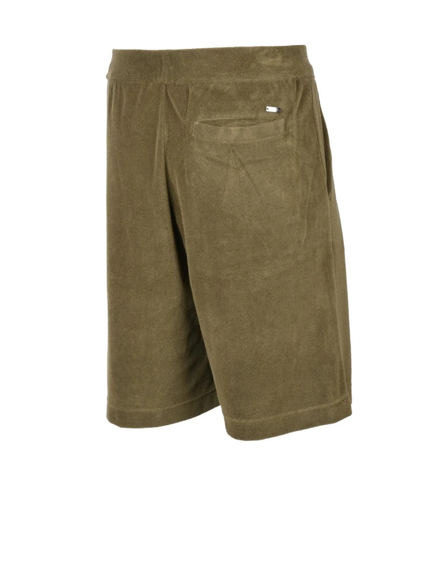 Herno Military Green Terry Cloth Cotton Polyester Shorts