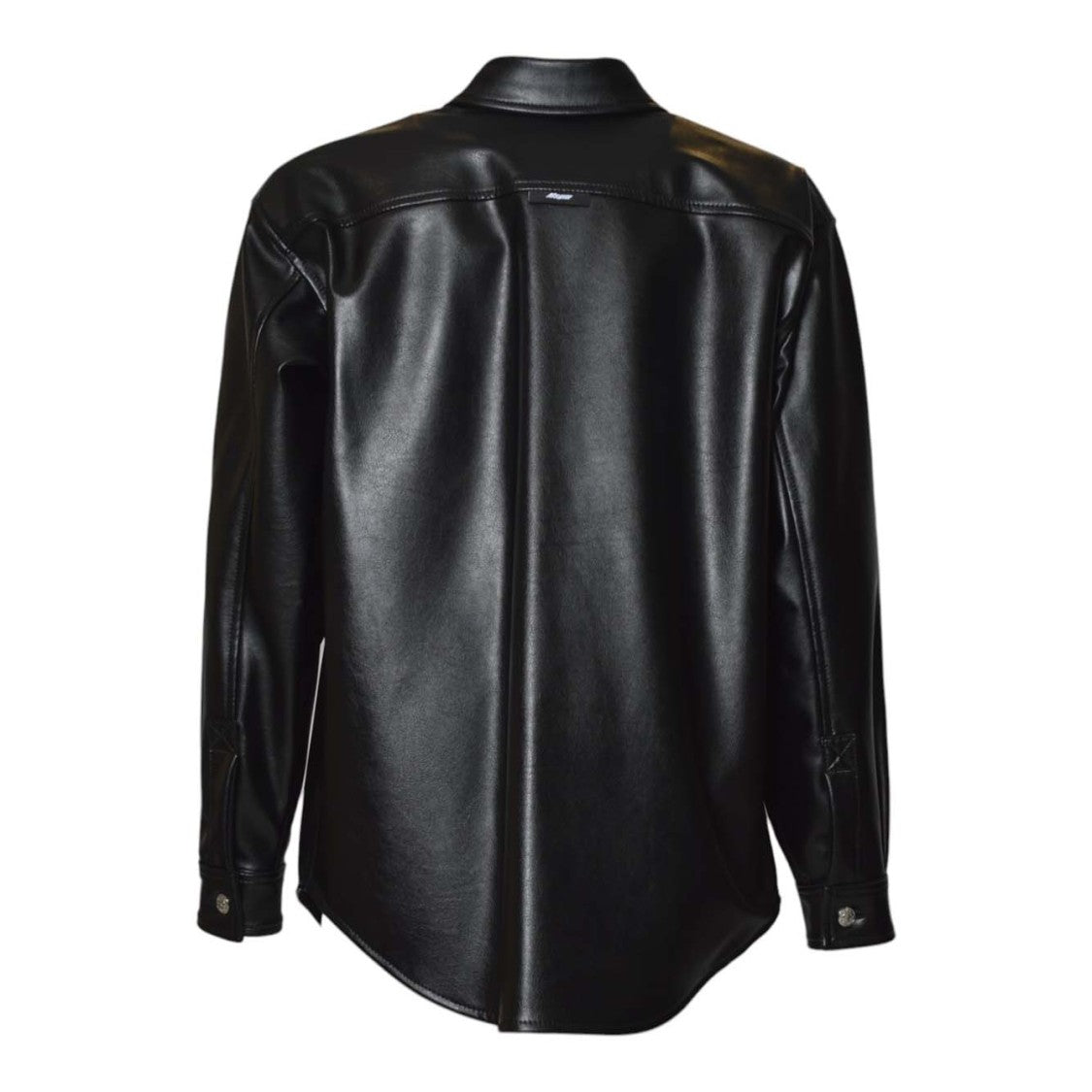 Msgm Glossy Black Casual Shirt With Classic Collar And Buttoned Cuffs