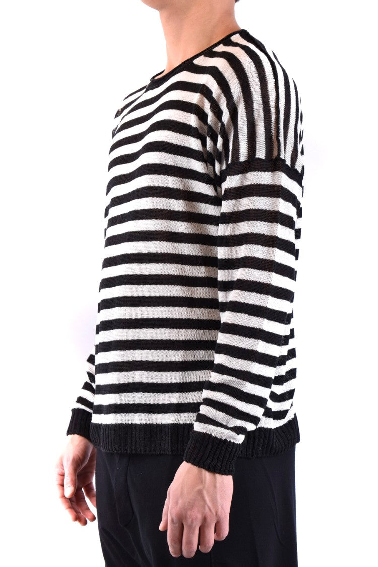 Isabel Benenato Horizontal Stripe Linen Knitwear With Relaxed Fit