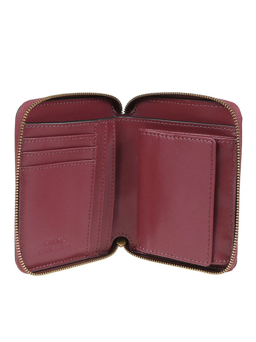 Pinko Burgundy Taylor Zip Around Calf Leather Wallet