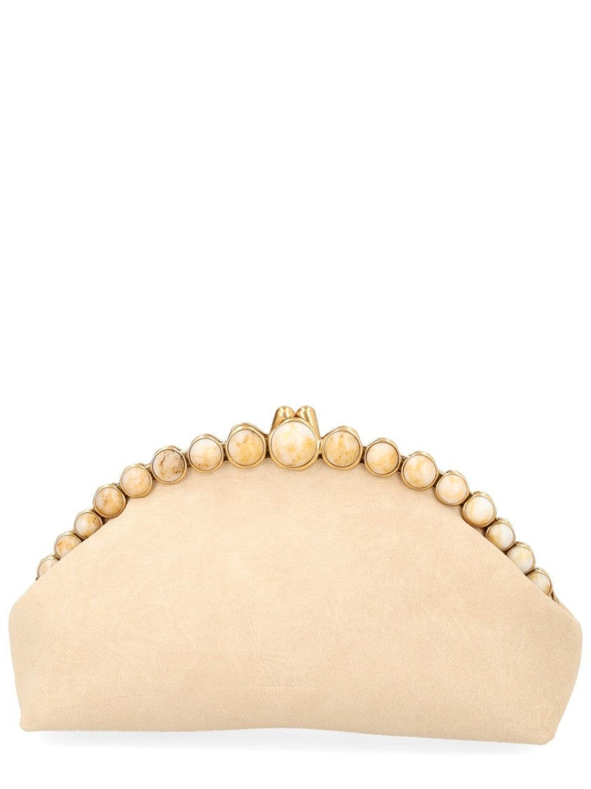 Cult Gaia Una Leather Crescent Clasp Clutch