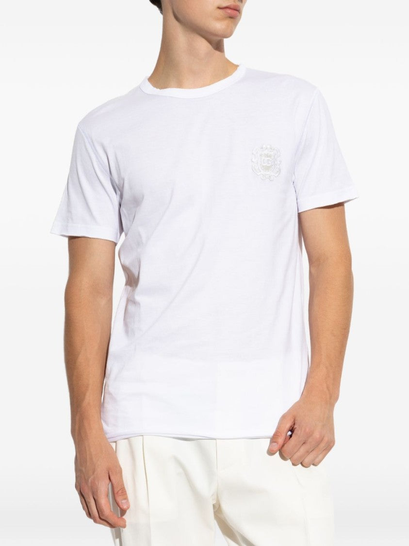 Dolce & Gabbana Black Short-Sleeve Embroidered Crest T-Shirt