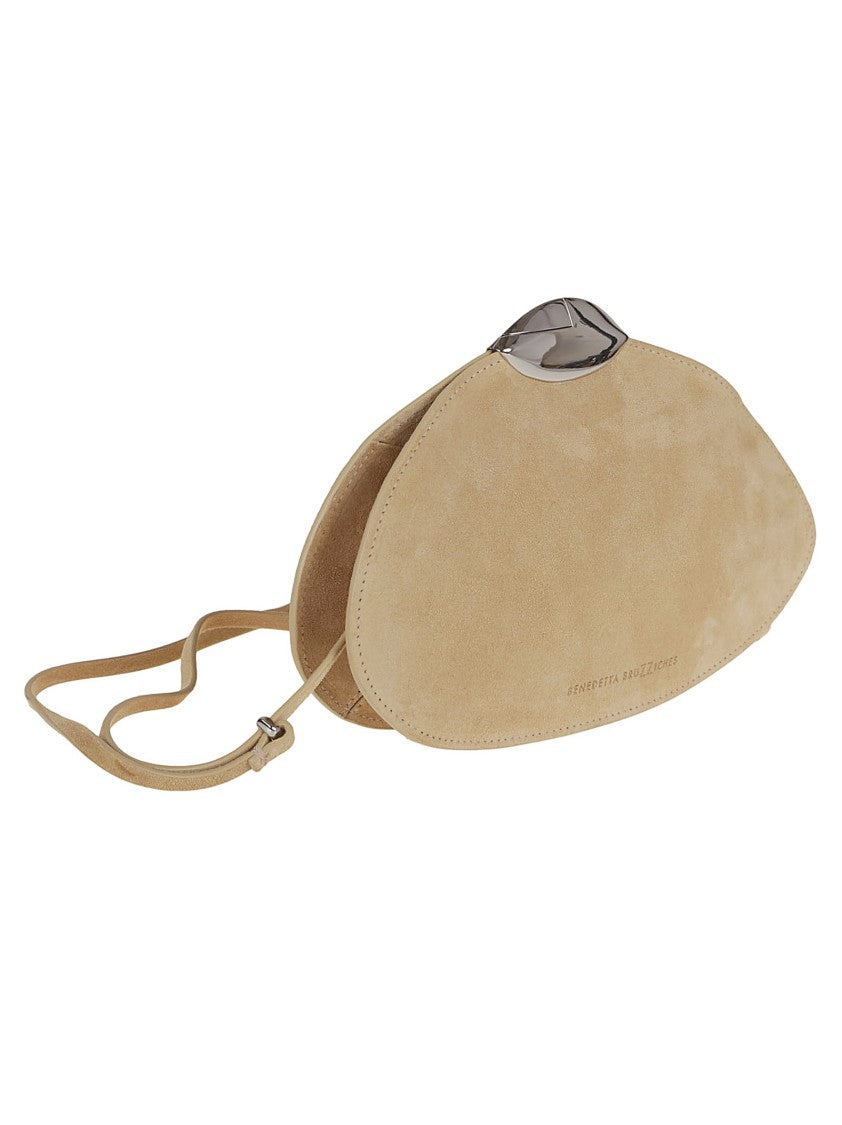 Benedetta Bruzziches Curved Calf Leather And Suede Clutch