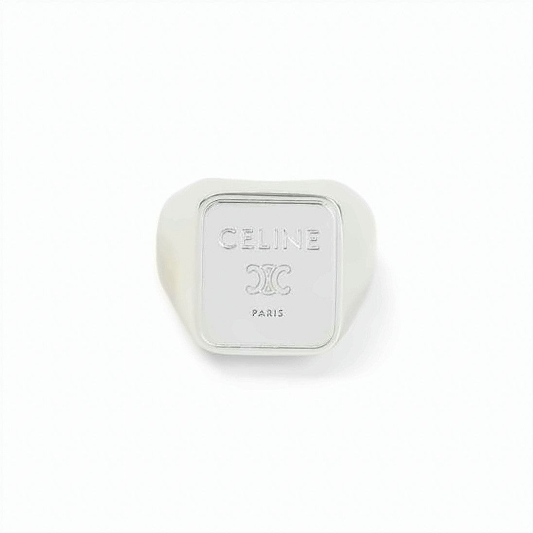 Celine Polished Brass Ring With Engraved Logo