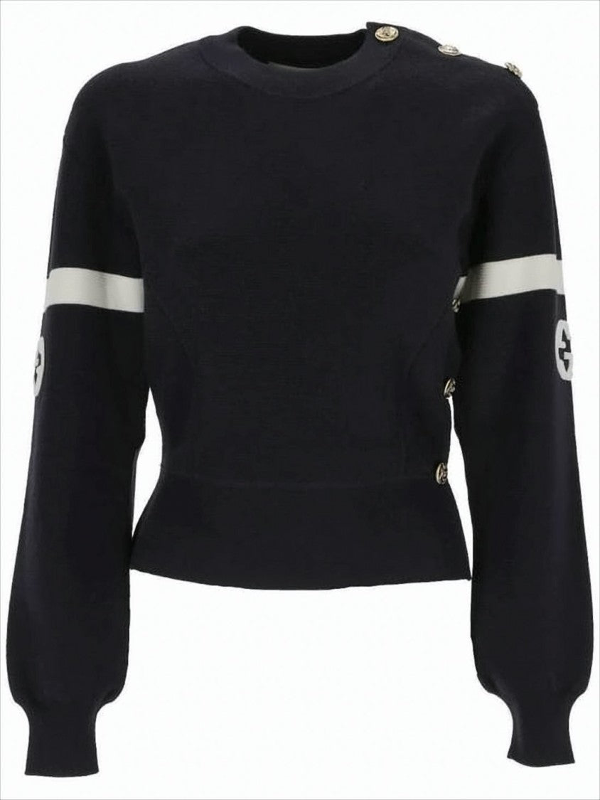 Gucci Fitted Black Sweater With Puffed Sleeves