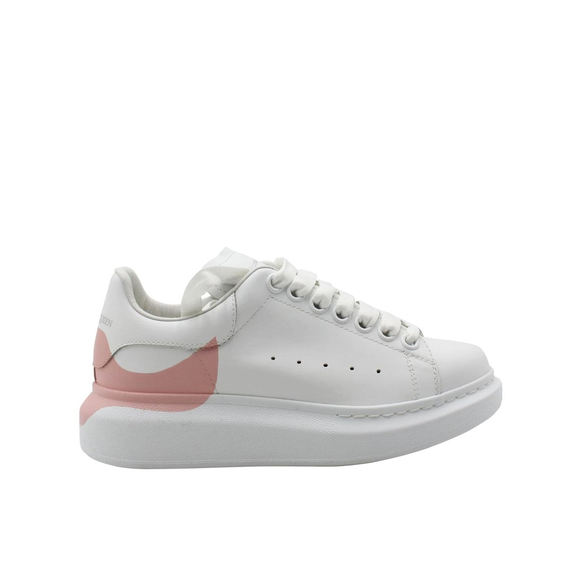 Alexander Mcqueen White Calf Leather Sneakers With Perforated Design
