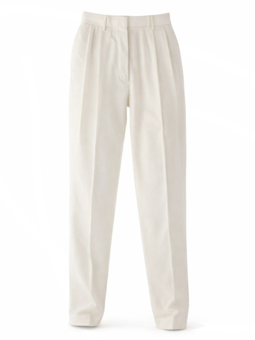 Fabiana Filippi Ivory High-Waisted Front Pleats Wool Pants
