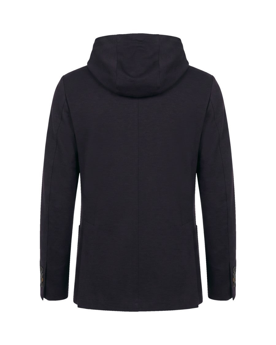 Eleventy Hooded Single-Breasted Wool-Blend Blazer