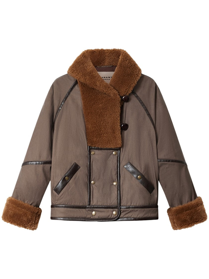 Isabel Marant Étoile Olinka-Gc Shearling-Collared Boxy Leather Jacket