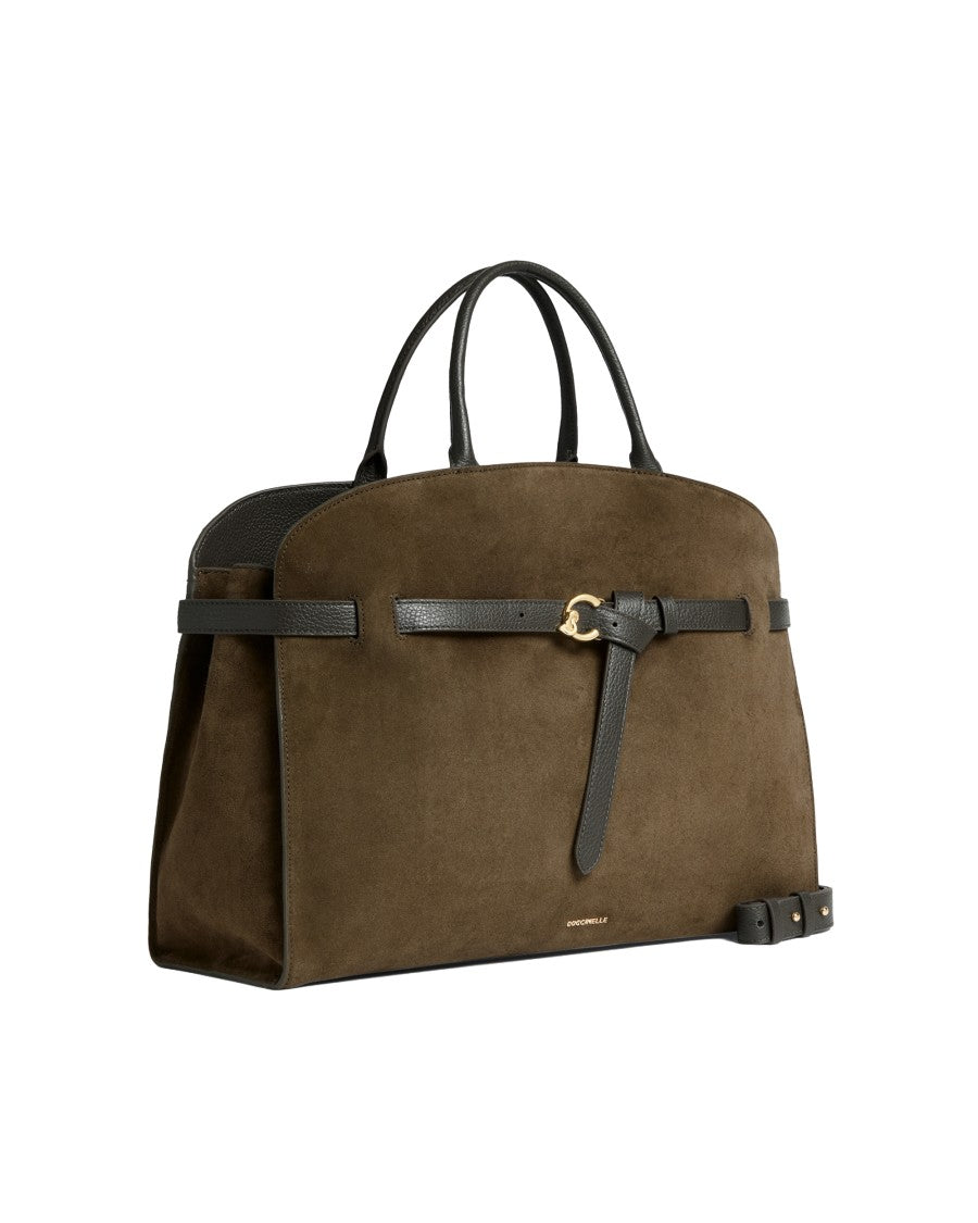 Coccinelle Sabine Suede Gold-Tone Structured Handbag